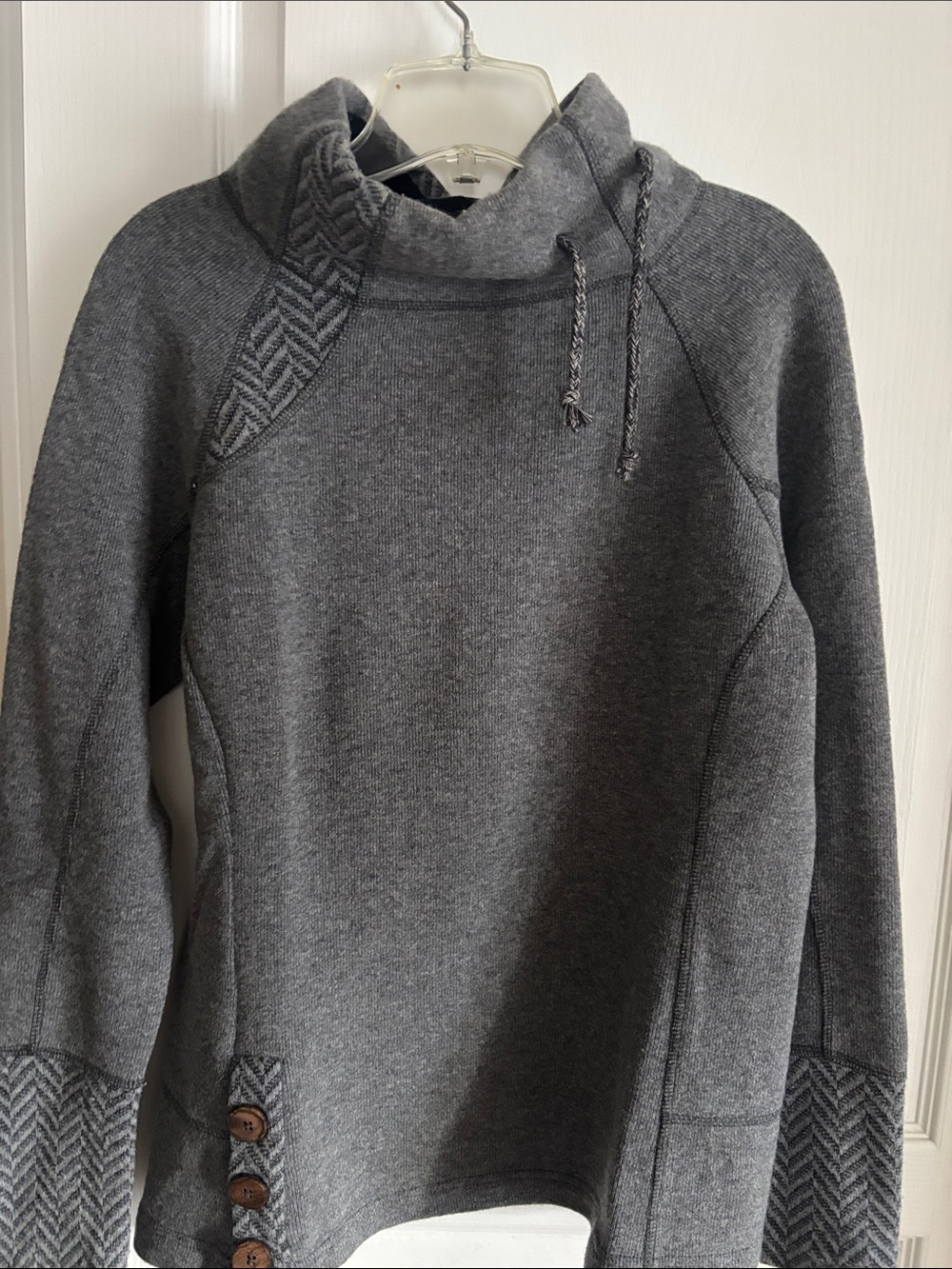 Prana Heather Gray Cowl Neck Pullover Sweater
